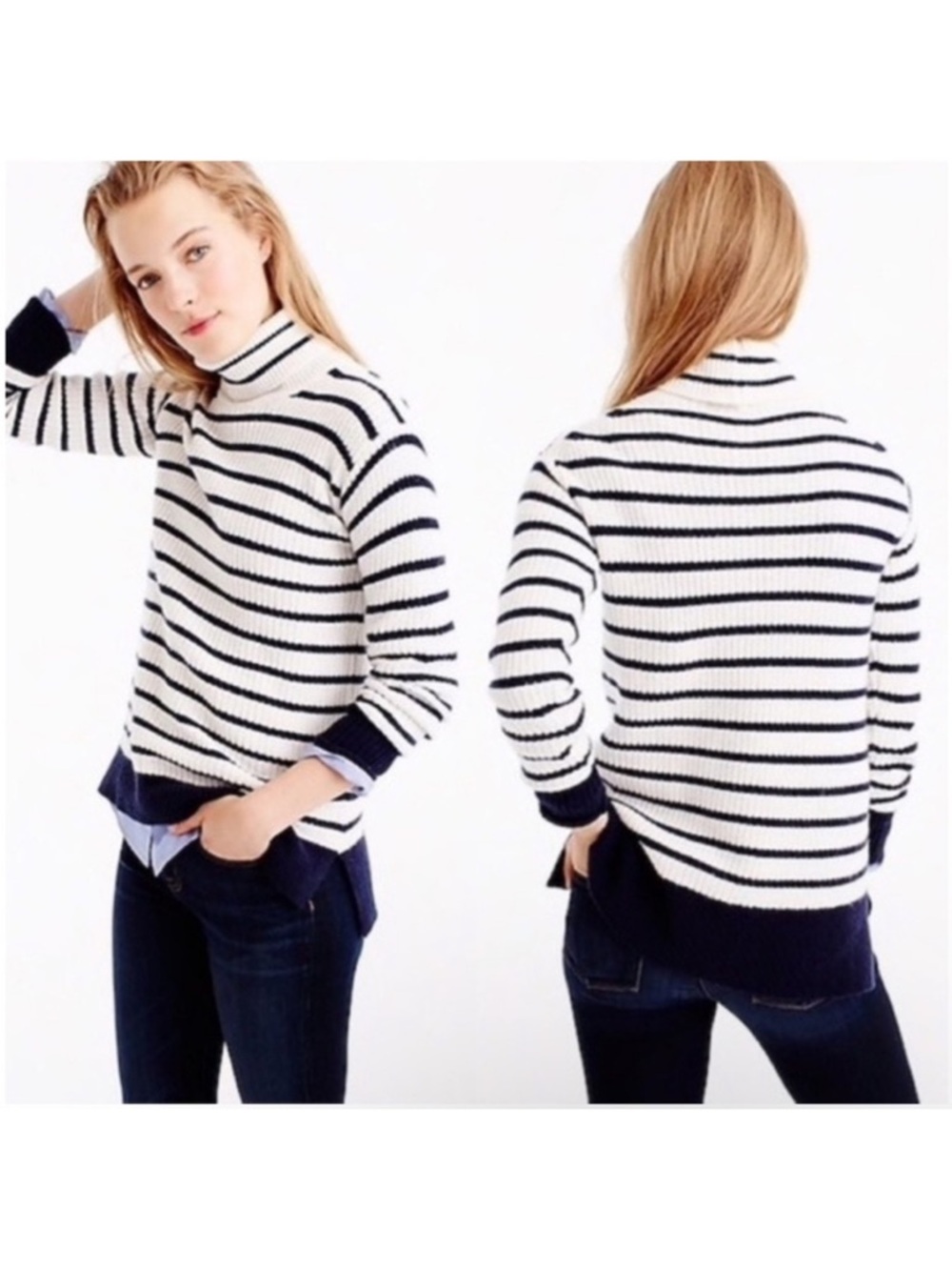 J.Crew Ribbed Relaxed Wool Turtleneck Sweater XXS